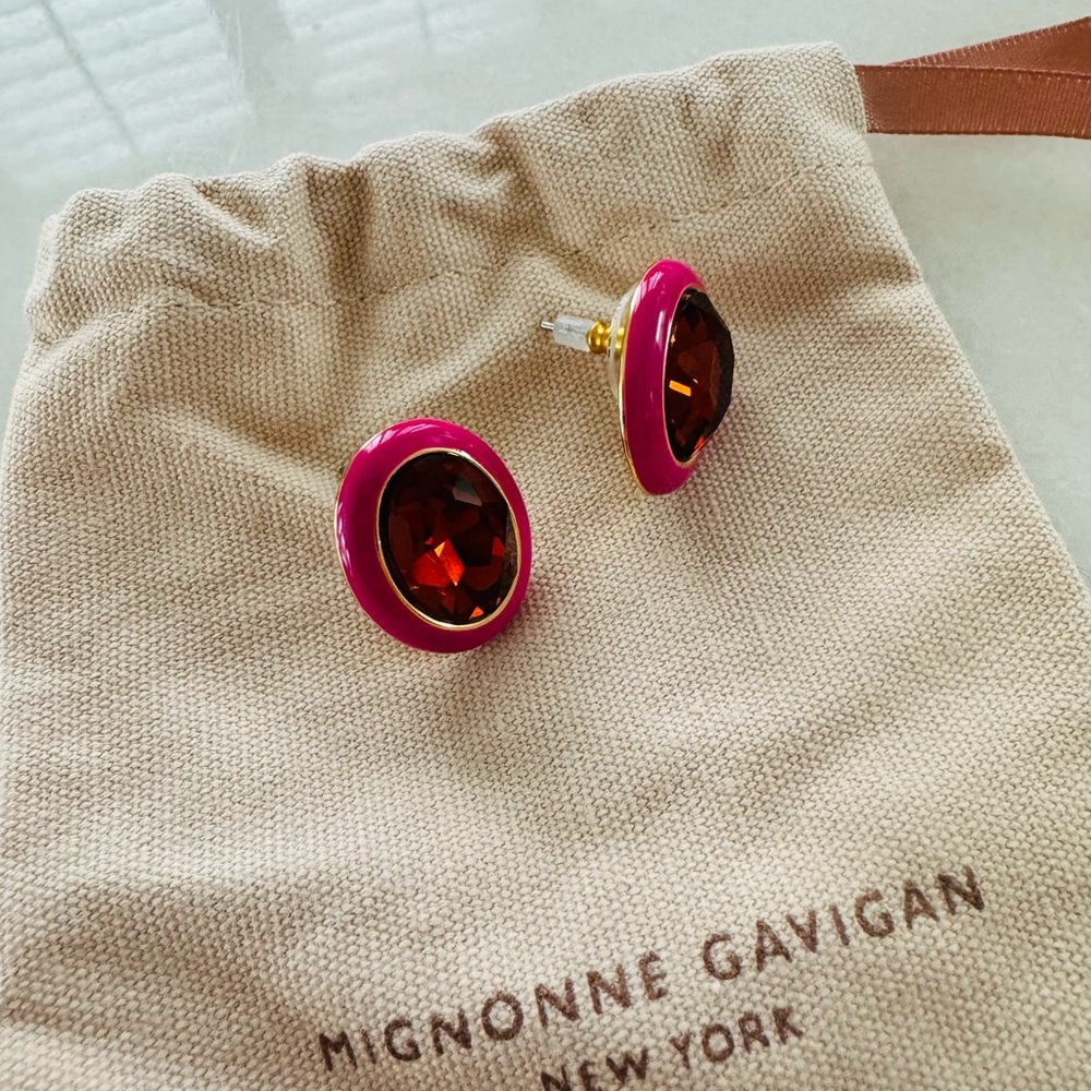 Brand new sold out Mignonne Gavigan Hot Pink and Gold Earrings